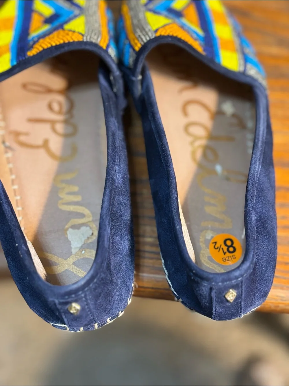 Sam Edelman Maris Beaded Espadrilles with Blue Suede Backs. Woman’s Size 8.5